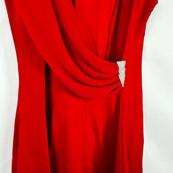 Tadashi Womens Red Cowl Neck Open Back Sleeveless Bodycon Long Dress Size S - Picture 12 of 16